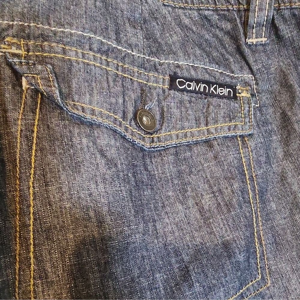 Calvin Klein Utility Cargo Capris Women's 16W Dark Blue Denim - Picture 5 of 10